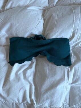 Zaful Teal Green Textured Bandeau Swim Top: 2 ways to wear